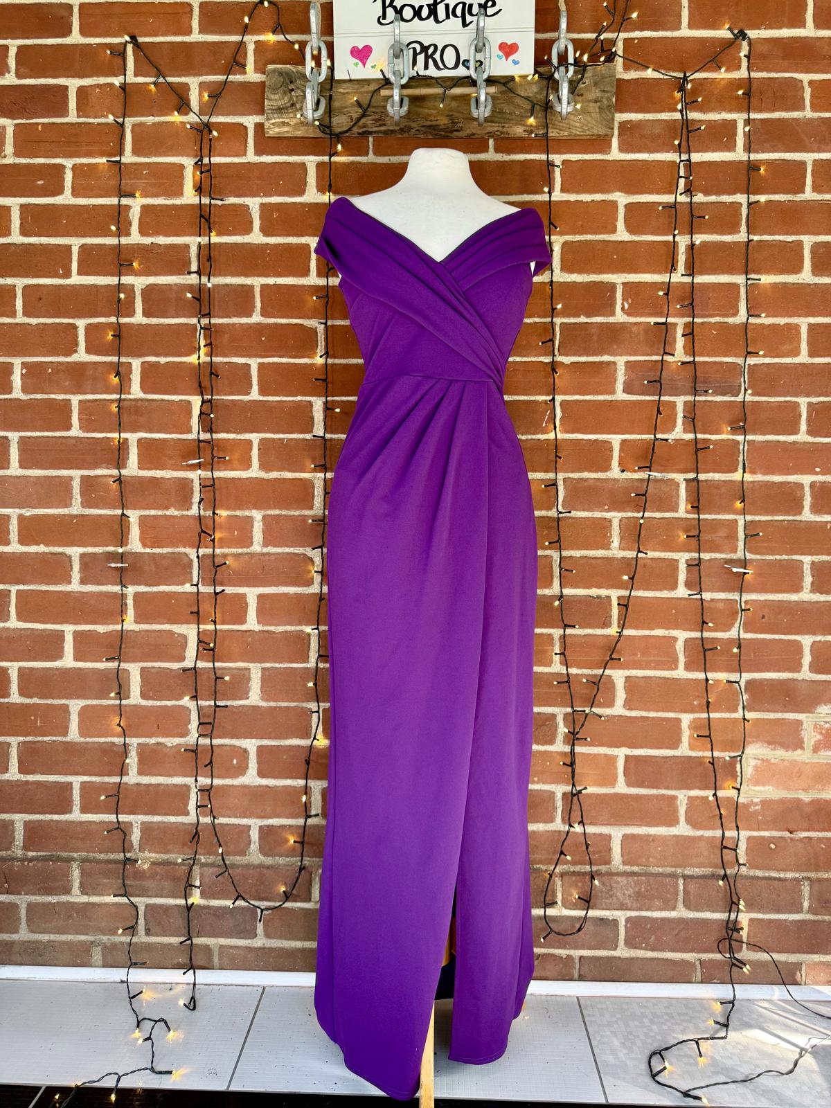 💜 Goddiva London Purple Off-Shoulder Maxi Dress – UK 8-10