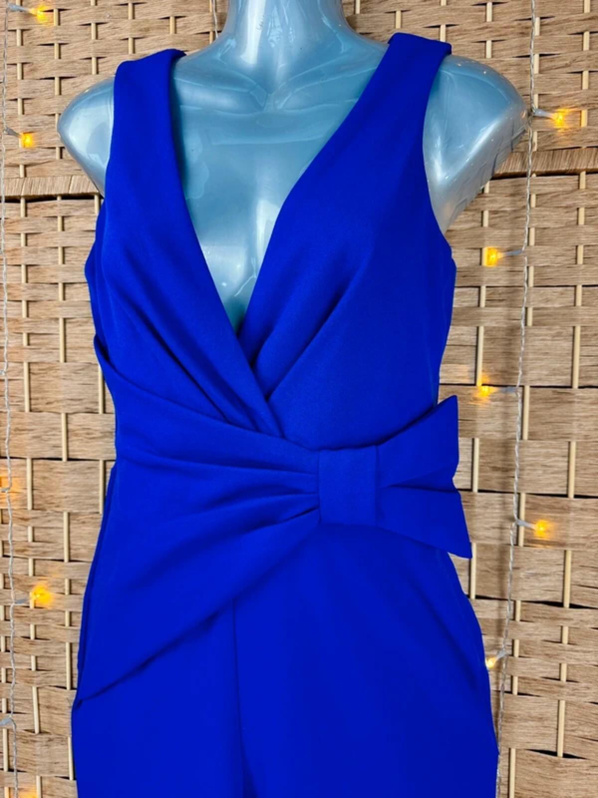 Vicky Pattison / Goddiva Royal Blue Bow Detail Jumpsuit UK 8-10