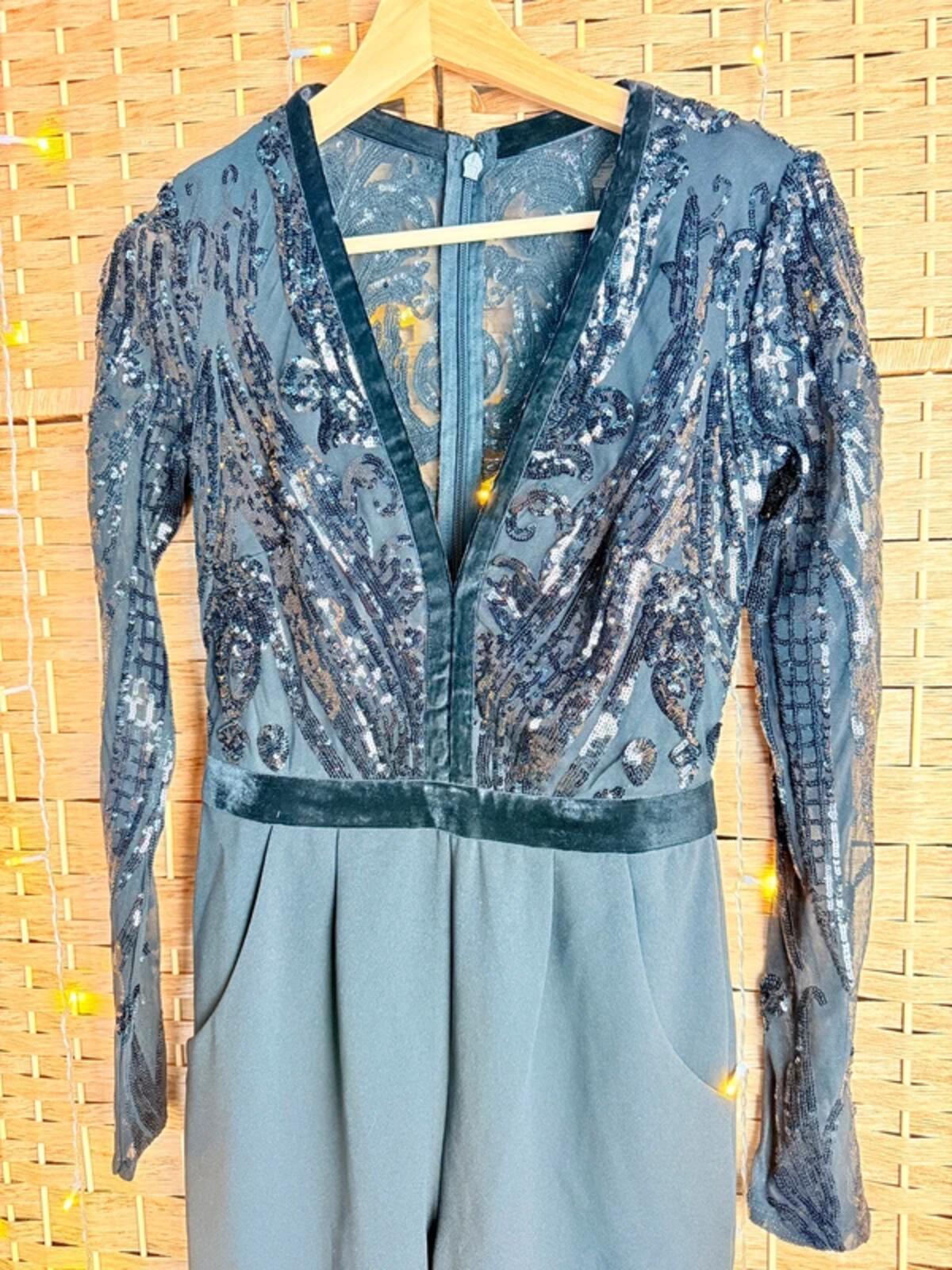 Goddiva Black Sequin Jumpsuit UK 8 Evening Party Occasion