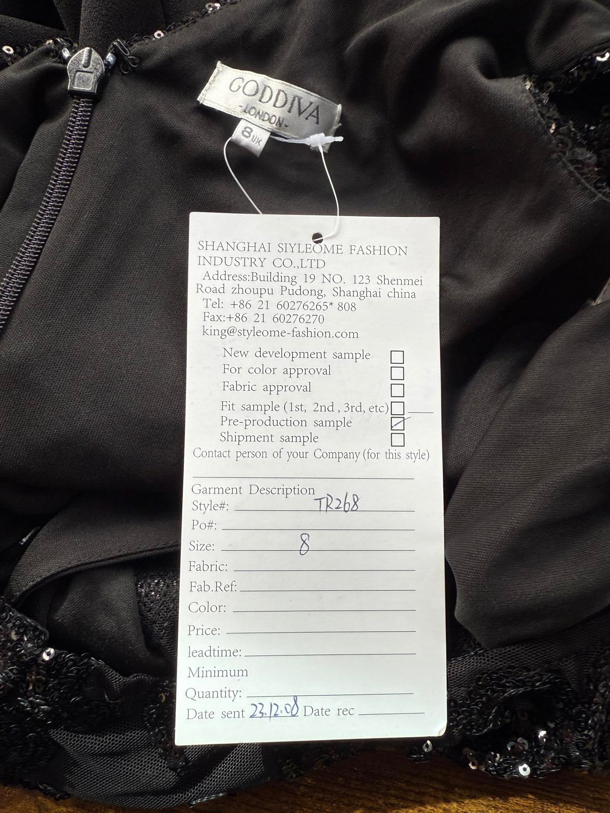 Black Sequin Embellished Fringe Sleeve Jumpsuit UK 10 Party Evening Outfit