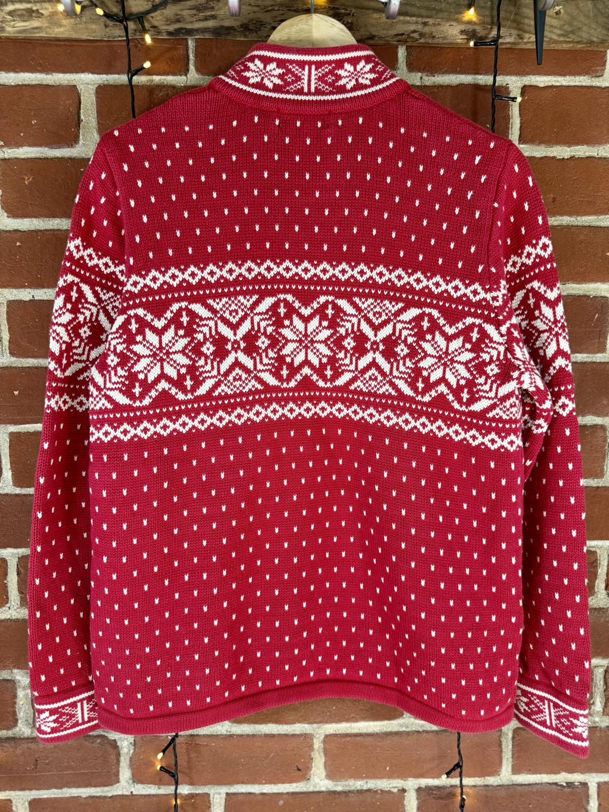 90s Vintage Lands’ End Fair Isle Red Half-Zip Sweater Made in Japan (M / 10–12)