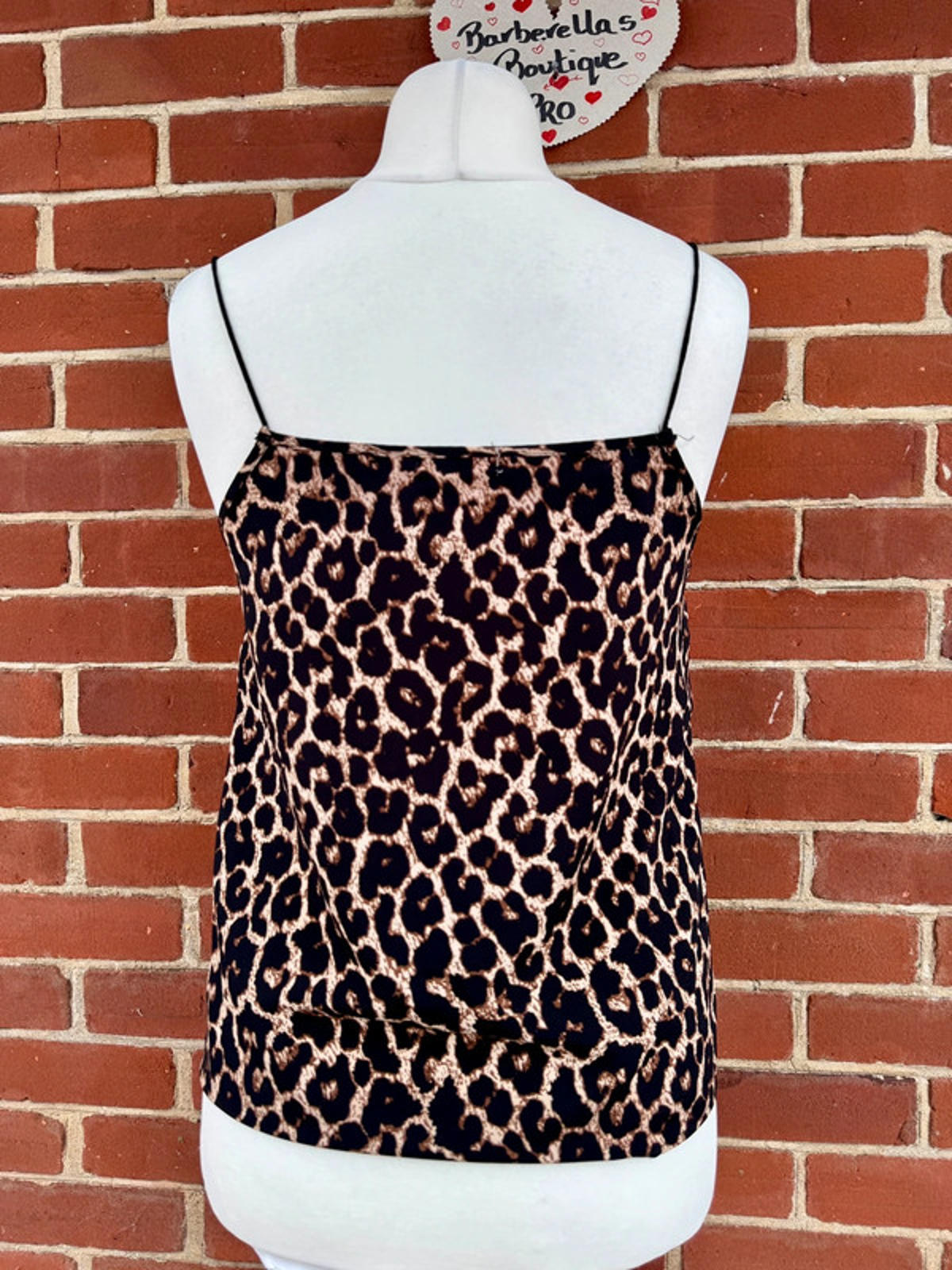 Chic Leopard Print Camisole with Lace Trim - Size Large