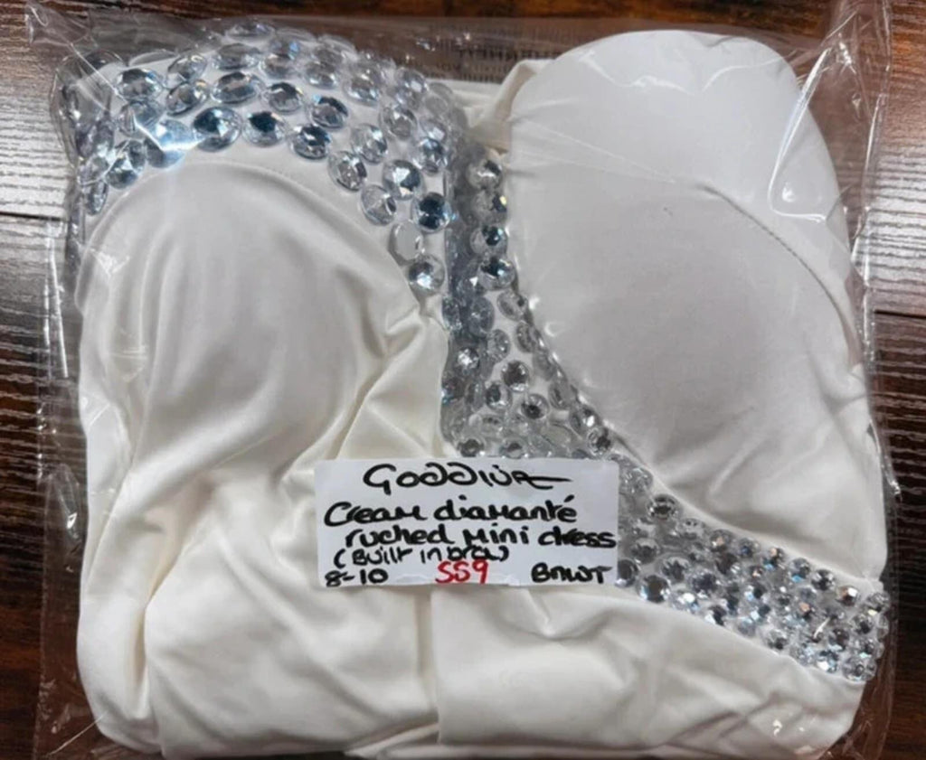 Goddiva Cream Strapless Sequin Bodycon Dress UK 10 Bandeau