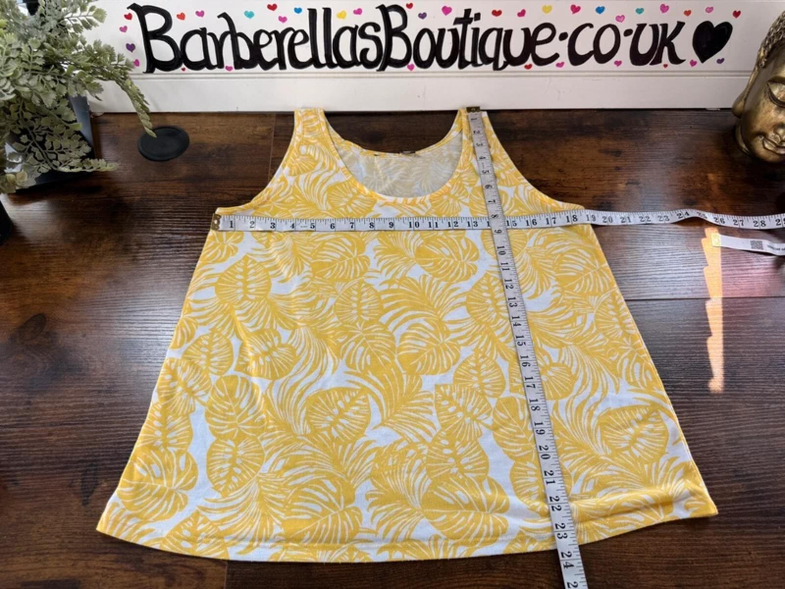Denim Mini Skirt UK 14 + Yellow Tropical Top UK 12–14 Summer Set