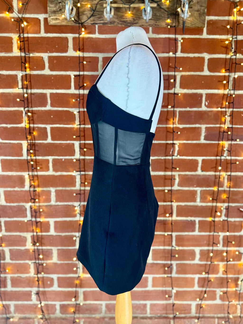 ZARA Black Mesh Corset Mini Dress Size S UK 8 Bustier Bodycon Party Evening #144