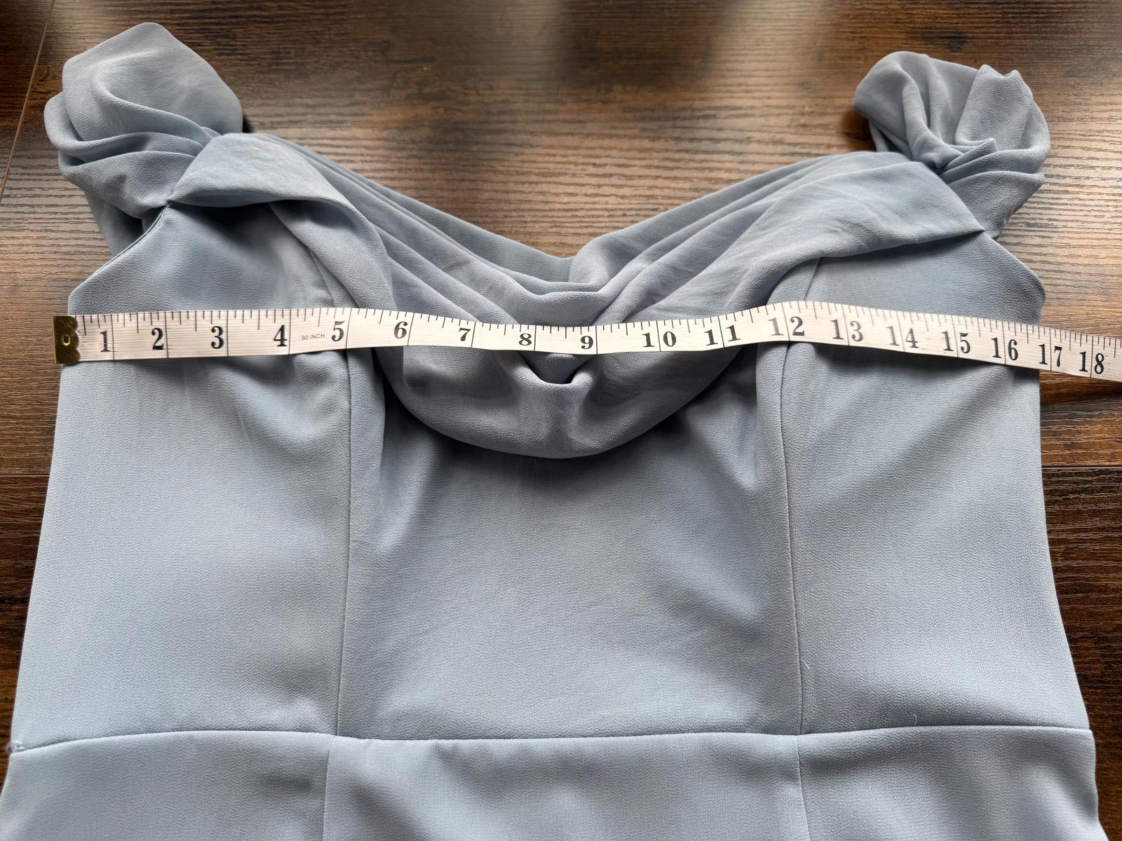 Goddiva Dusky Blue Off Shoulder Chiffon Maxi Dress UK 14 BNWT #127