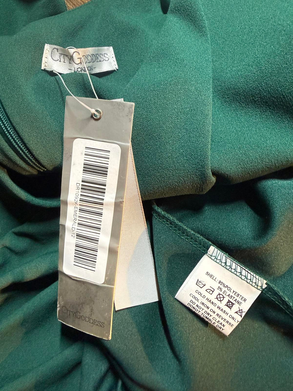 City Goddess Emerald Green Maxi Dress UK 12–14 / US 8–10 Ruched BNWT        .319