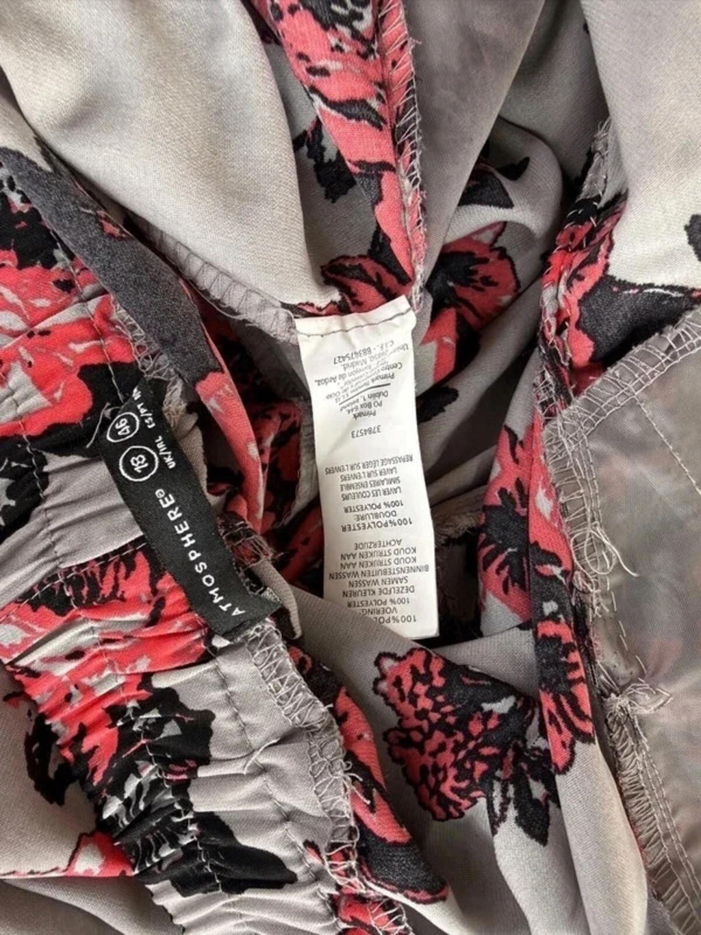 Atmosphere Floral Wide Leg Trousers UK 18-20 US 14-16 Grey