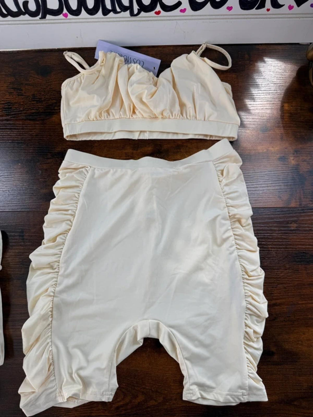 Reseller Bundle CosmoChic Beige Ruched Co Ord Set BNWT UK 10 12 Lounge Party
