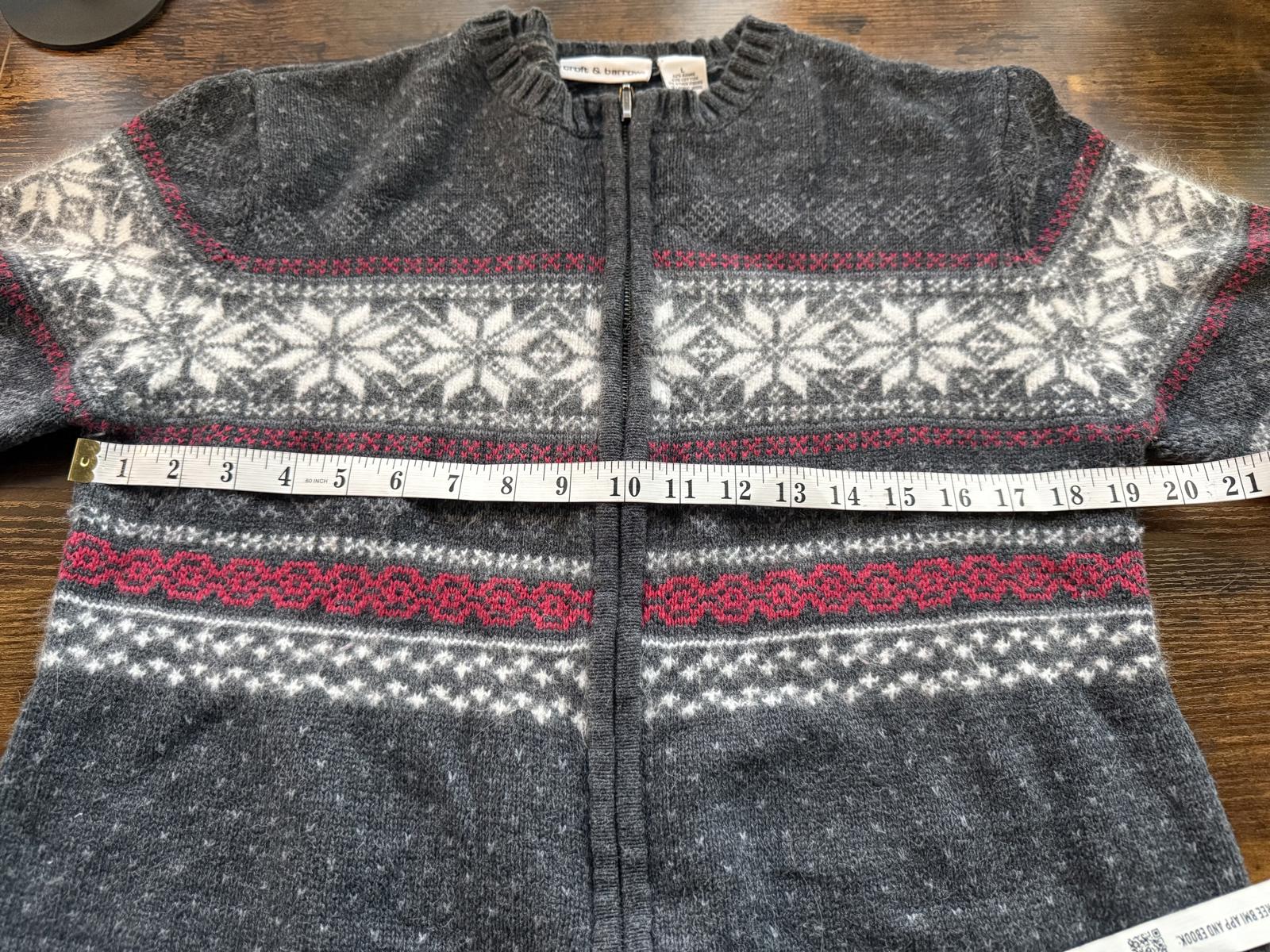 Y2K Croft & Barrow Fair Isle Zip Cardigan Charcoal Grey UK 14–16 (L) NUM71