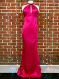 Goddiva Pink Satin Halter Maxi Dress UK 8 / US 4 – Evening Gown             .327