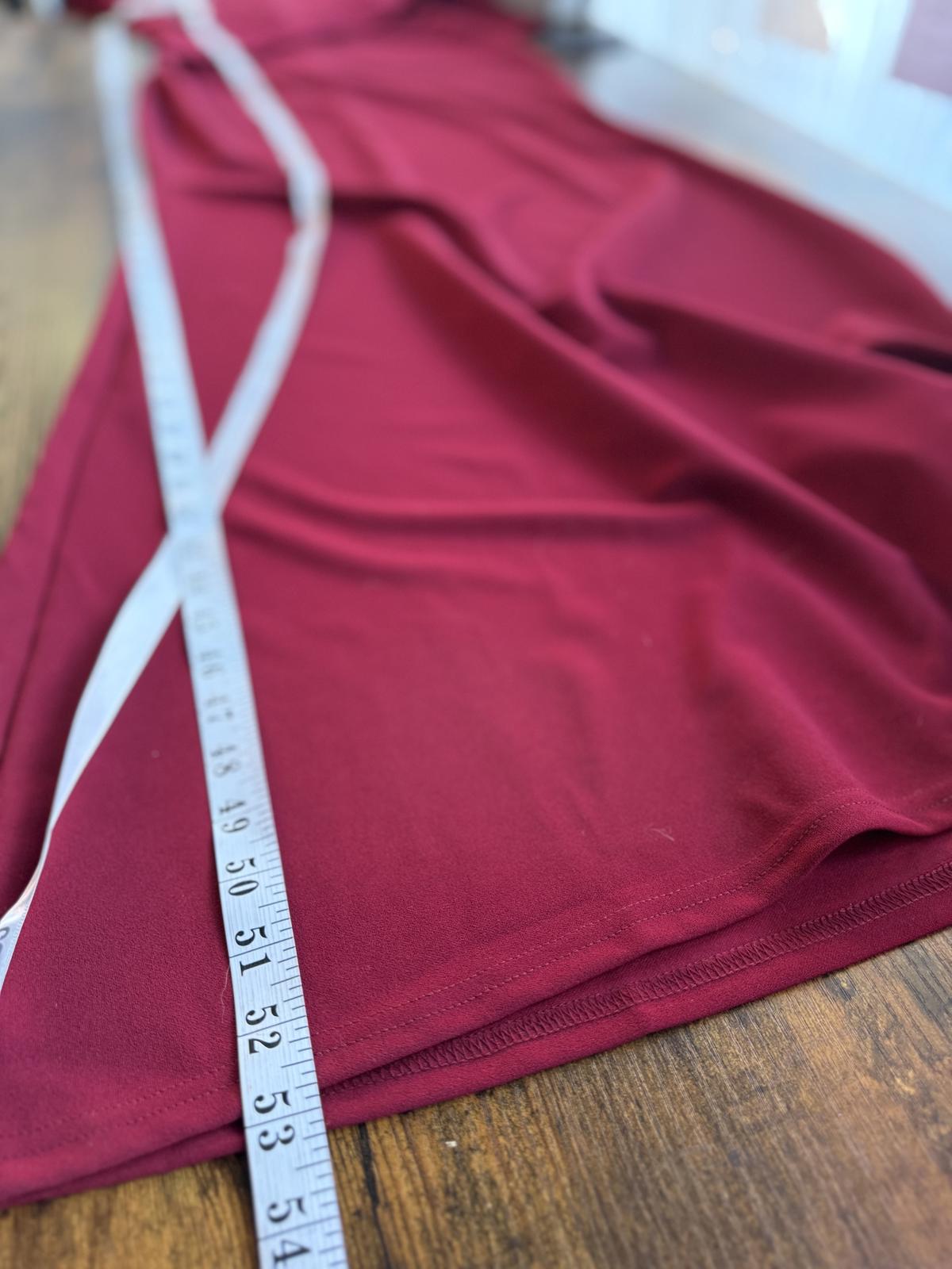 Goddiva London DR4421 Wine Red Embellished Midi Dress UK 8 – Ruched Wrap Style