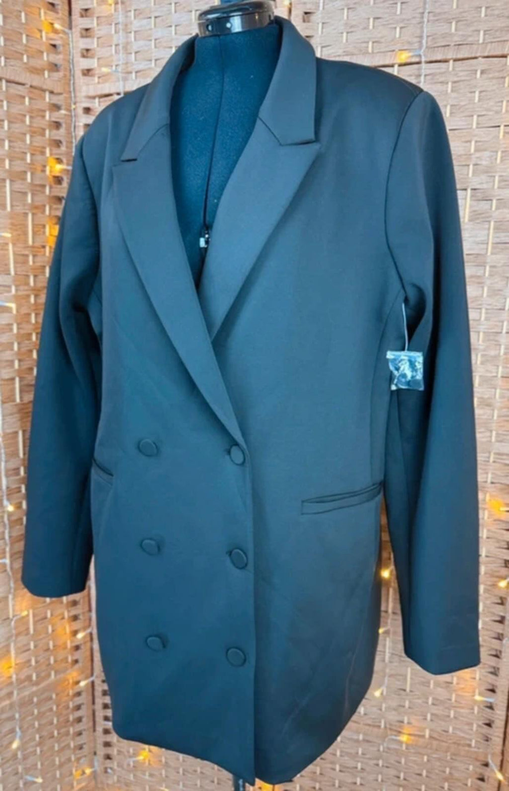 Good American Black Blazer UK 16 18 Oversized Tailored Jacket NEW Smart Workwear