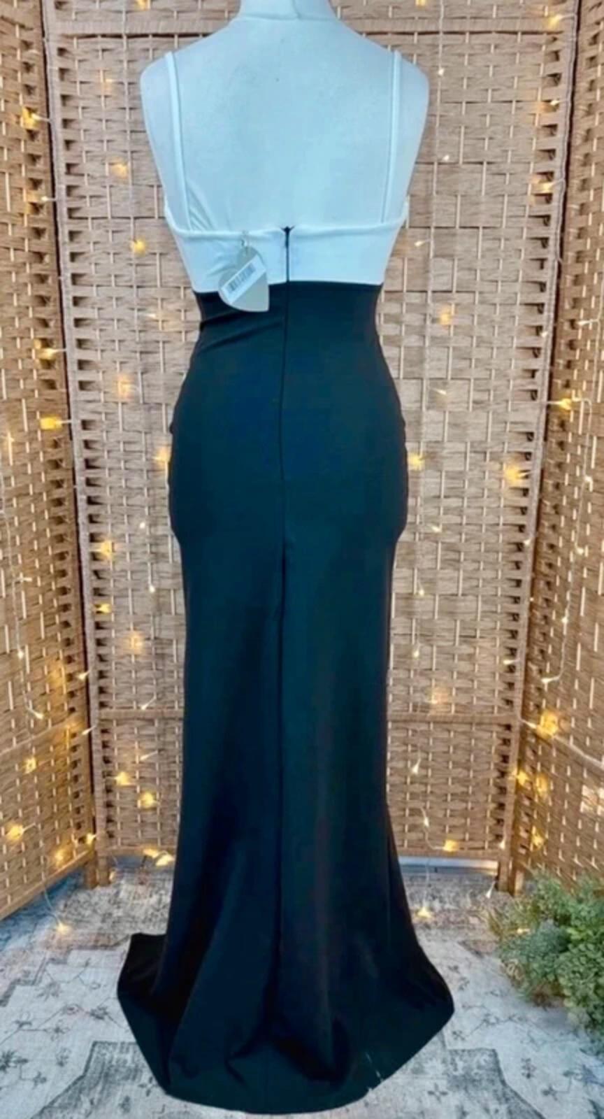 Goddiva Monochrome Bow Front Maxi Gown BNWT UK 10-12 Prom Dress