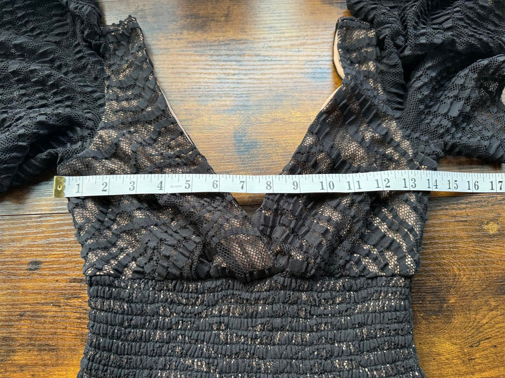 Goddiva London Black Lace Maxi Sample Dress (DR4416, UK 8) #186