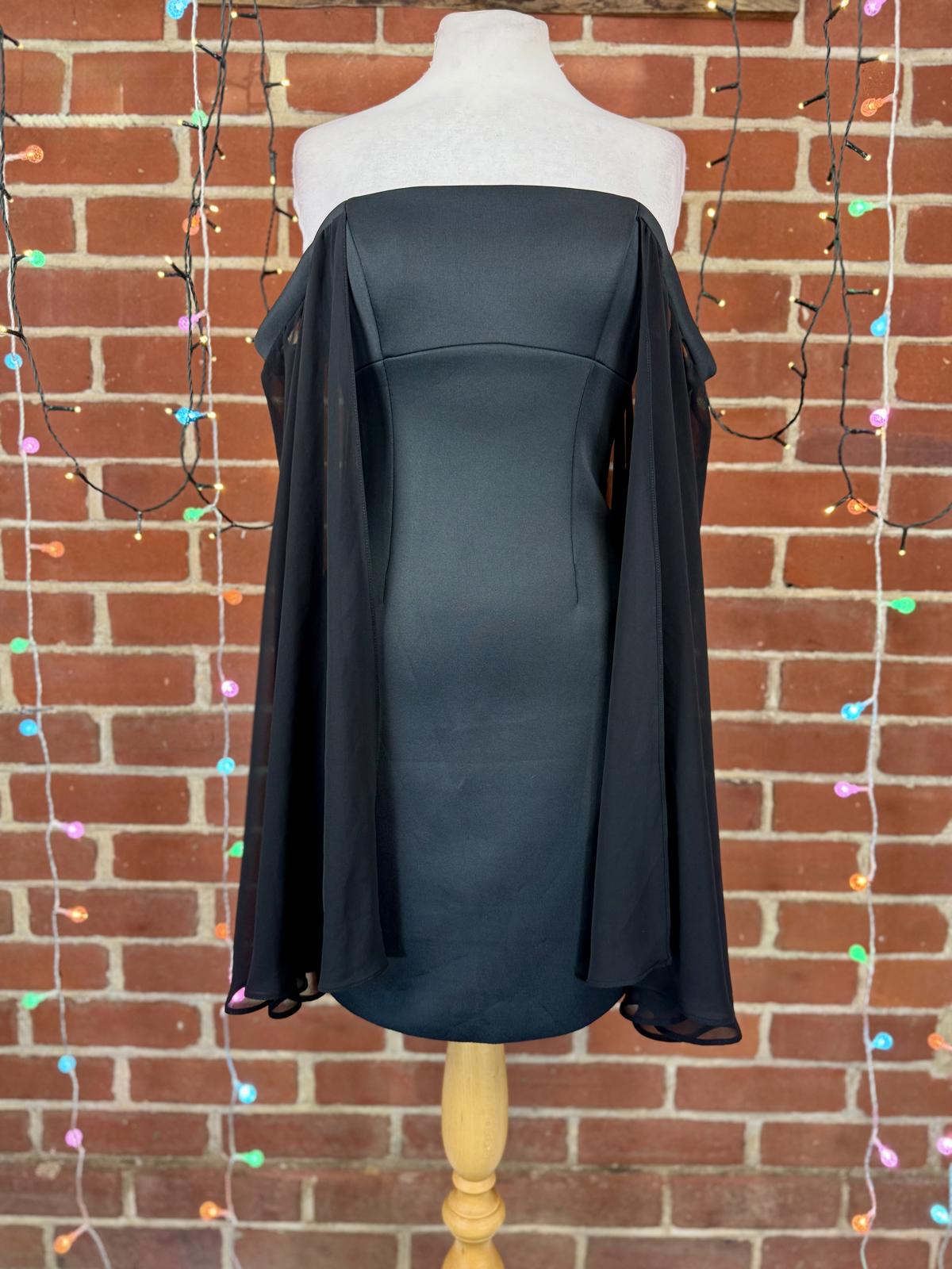 Black Scuba Crepe Bardot Midi Dress – Fits UK 8–10 / US 4–6 Cocktail       .298