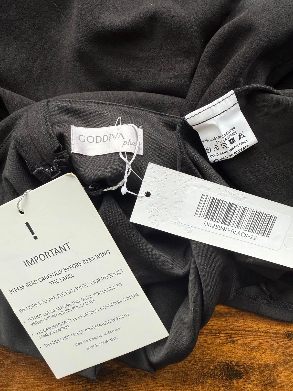 #40 Goddiva Plus DR2594P Black Off Shoulder Maxi Dress – UK 22