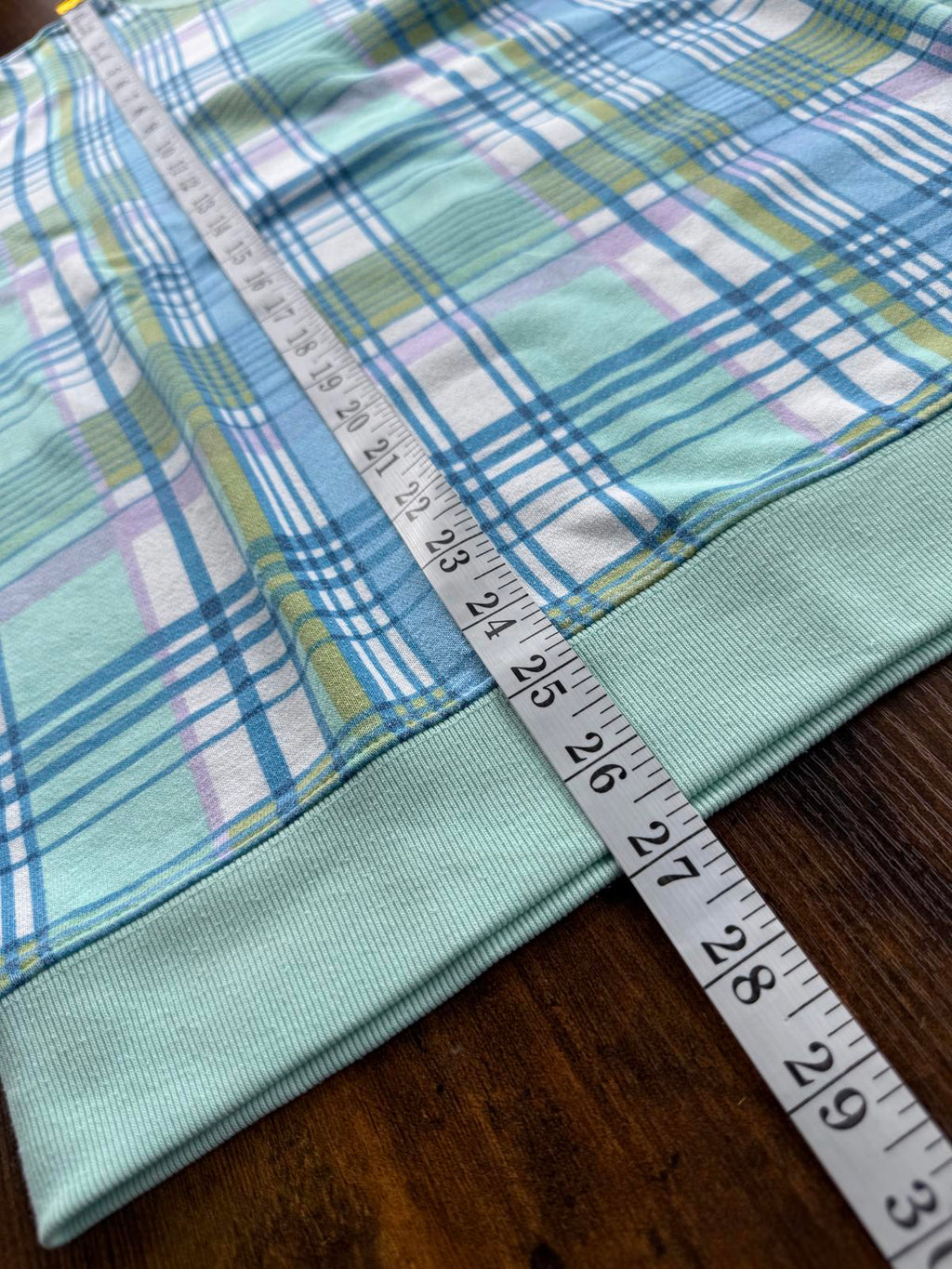 BLAIR Vibrant Plaid Crewneck Sweater - Mint Green and Pastel Tones NUM 45