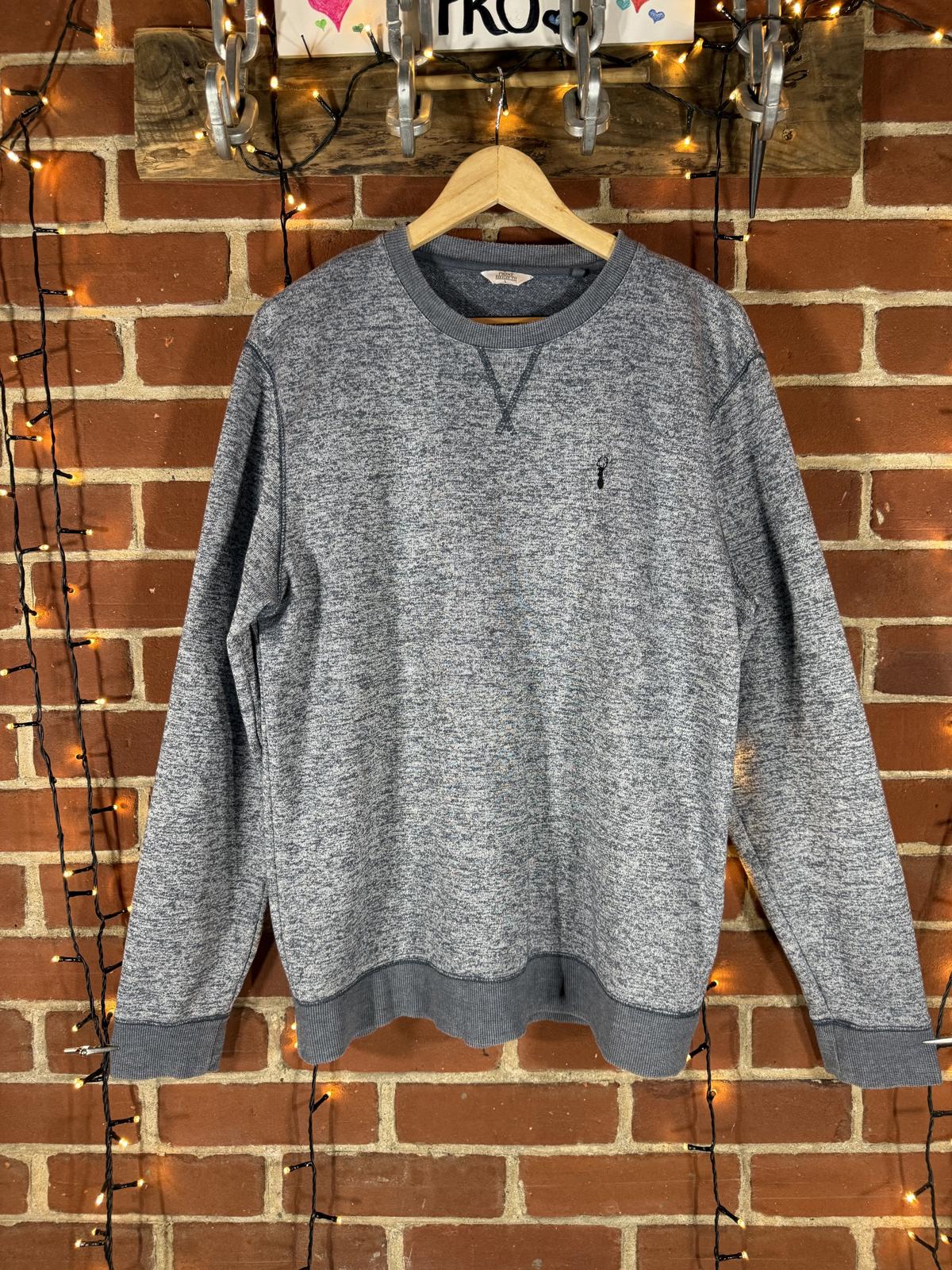 Next Men’s Grey Marl Crew Neck Sweatshirt – Size L Regular Fit NUM12