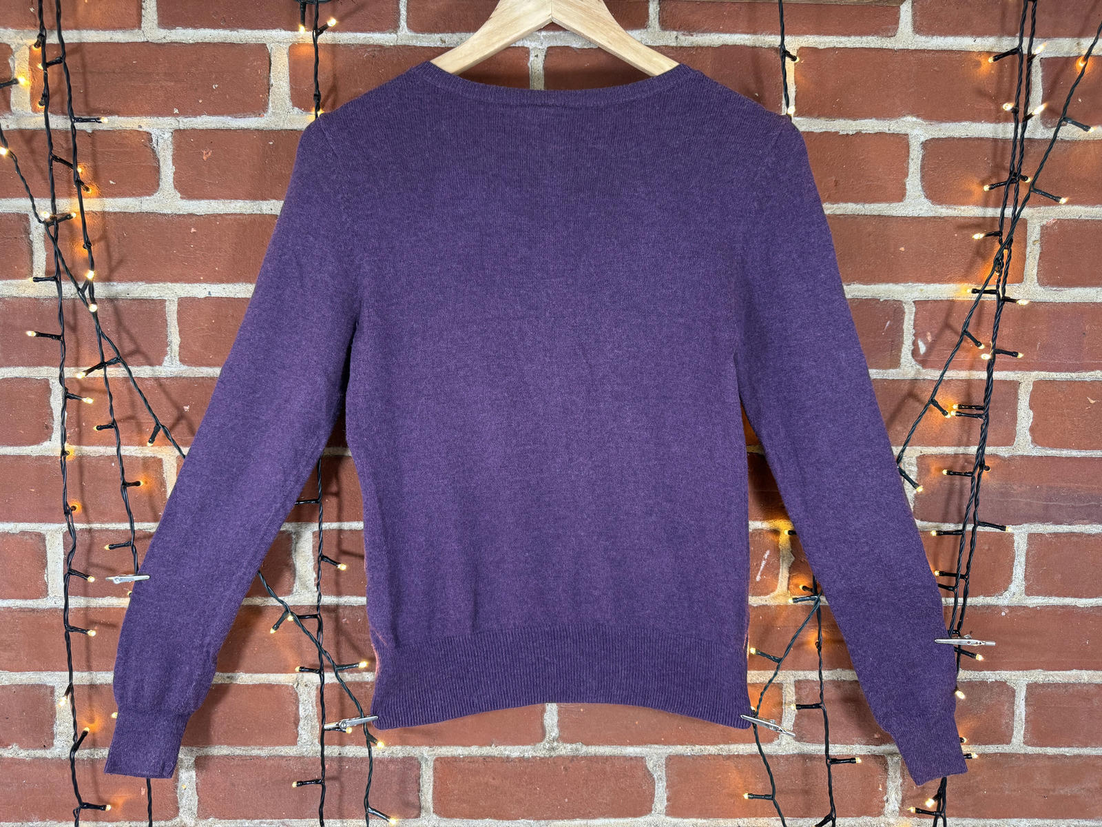 Purple Cashmere Blend Embroidered Button Cardigan UK 8-10      N62