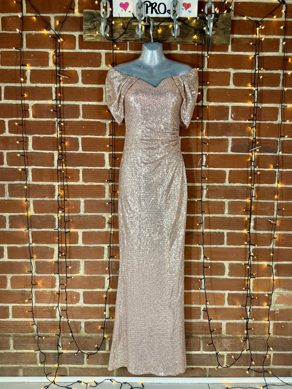 Goddiva London Rose Gold Sequin Maxi Dress (DR3616QZ, UK 6) 188