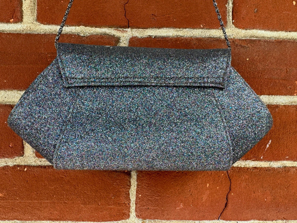 Roland Cartier Sparkly Clutch Bag Silver Glitter Evening Party Purse