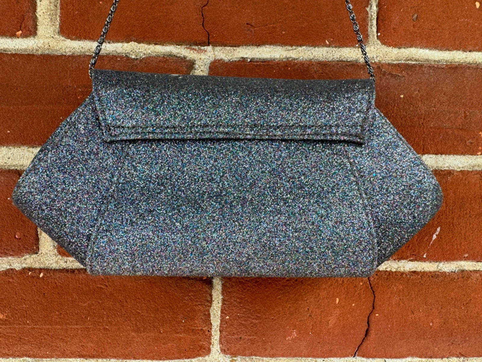 Roland Cartier Sparkly Clutch Bag Silver Glitter Evening Party Purse