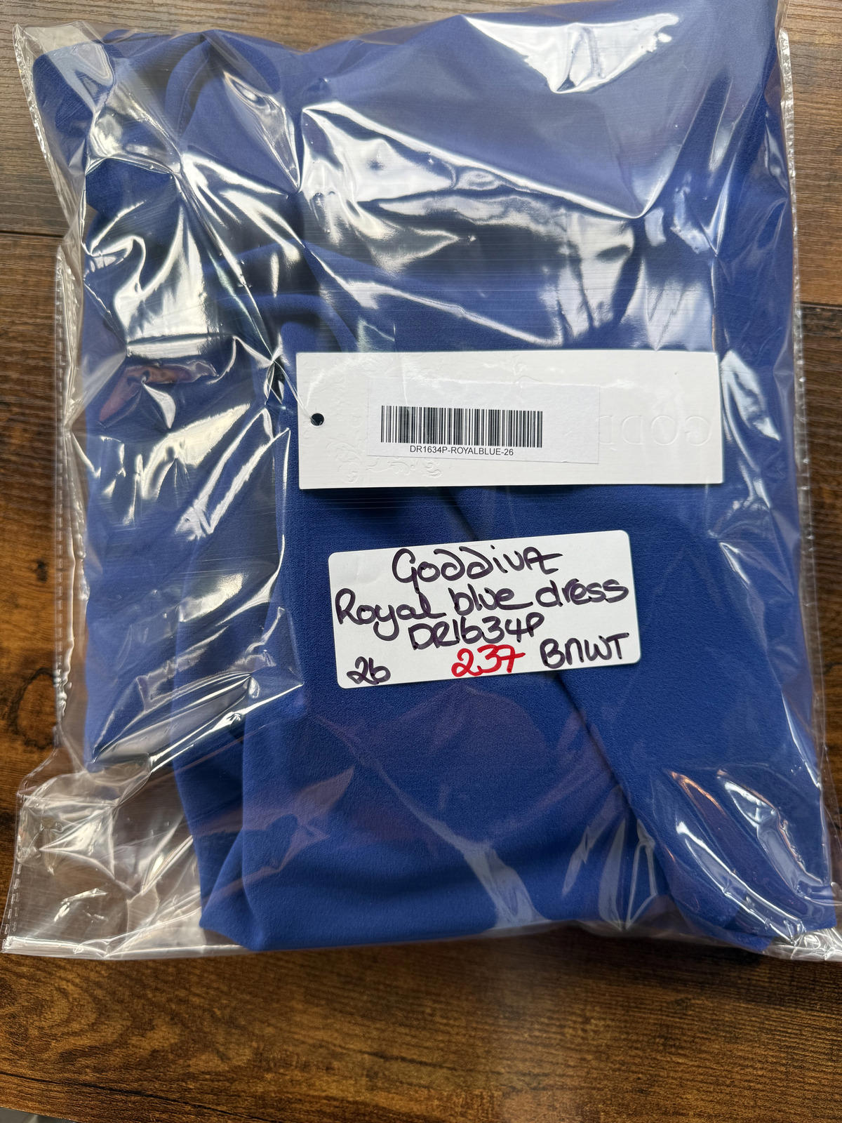 Goddiva Plus Royal Blue One Shoulder Asymmetric Dress DR1634P UK 26          237