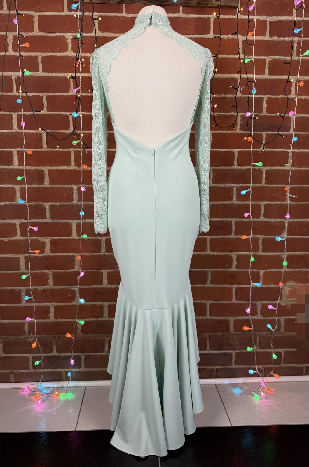 Goddiva Mint Lace Maxi Dress UK 12 / US 8 High Neck Open Back BNWT          .318