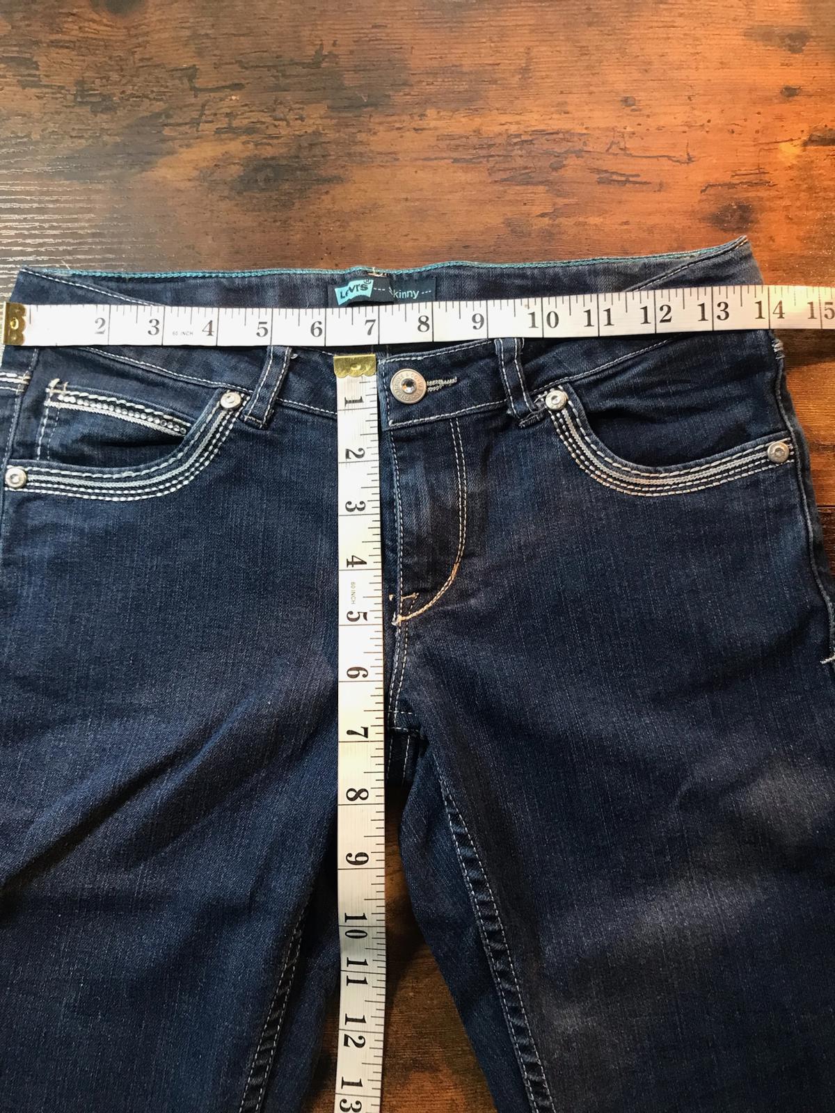 Levi’s Skinny Jeans Dark Blue Denim US  Teen 14 Reg / UK 8 Stud Diamante Pocket