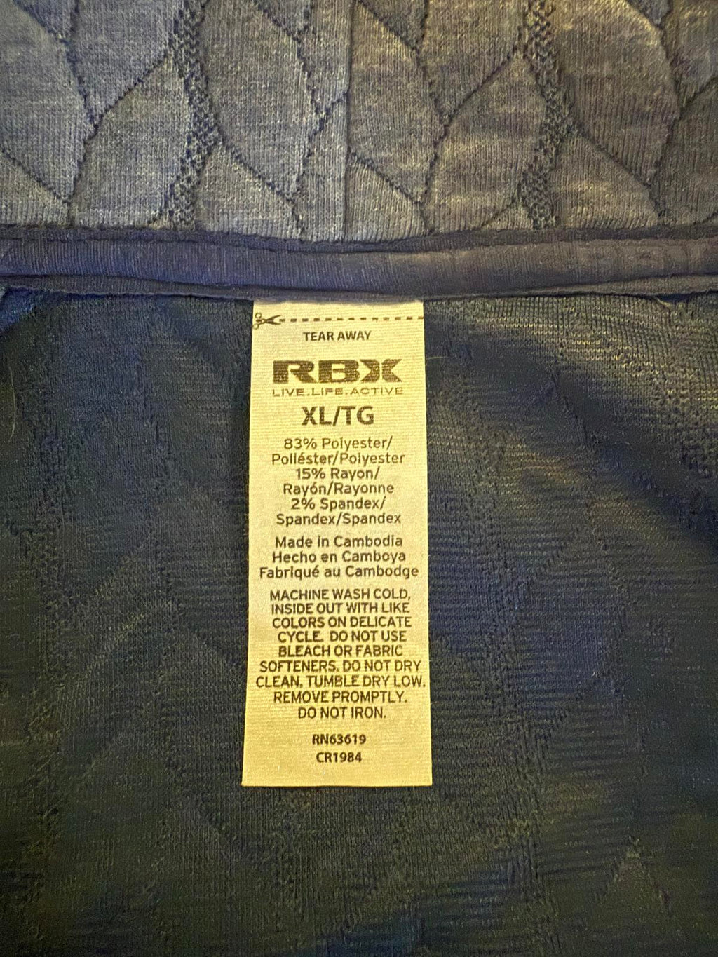 RBX Women’s Quilted Funnel Neck Sweatshirt Blue – Size XL NUM1