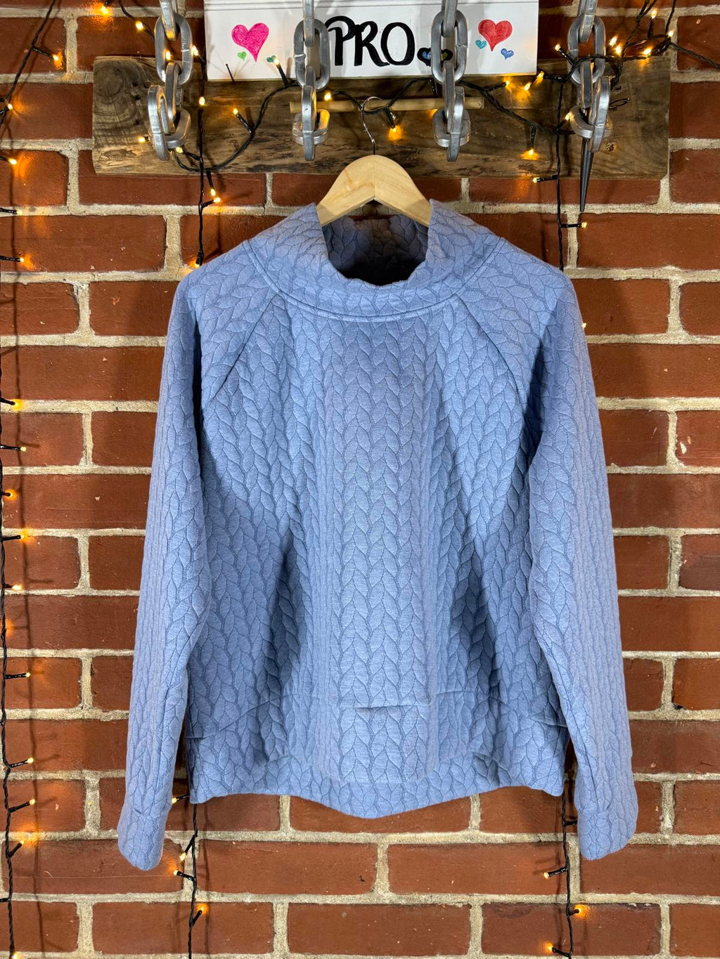 RBX Women’s Quilted Funnel Neck Sweatshirt Blue – Size XL NUM1