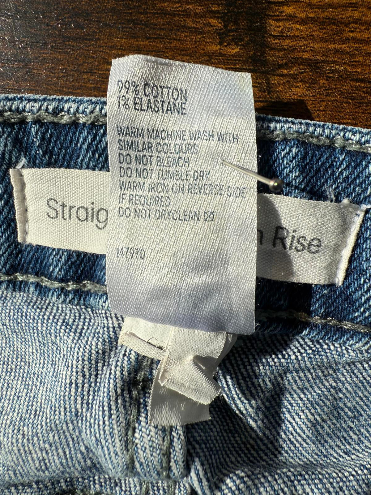 Anko Straight Extra High Rise Jeans – Blue Denim – UK 12