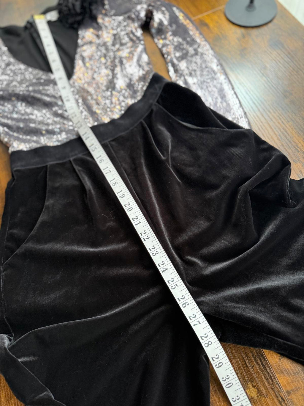 Goddiva Sequin Velvet Tuxedo Jumpsuit UK 8 Silver Black Party Outfit VGC #152