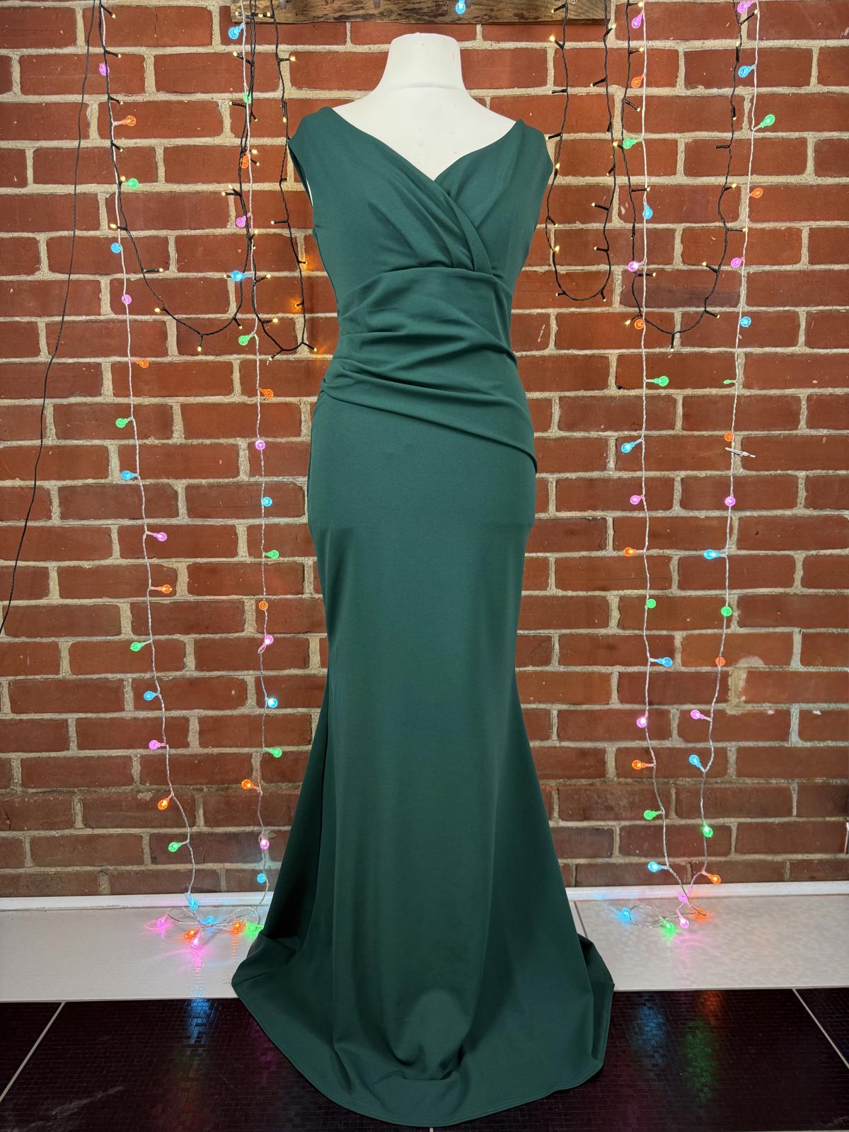 City Goddess Emerald Green Maxi Dress UK 12–14 / US 8–10 Ruched BNWT        .319