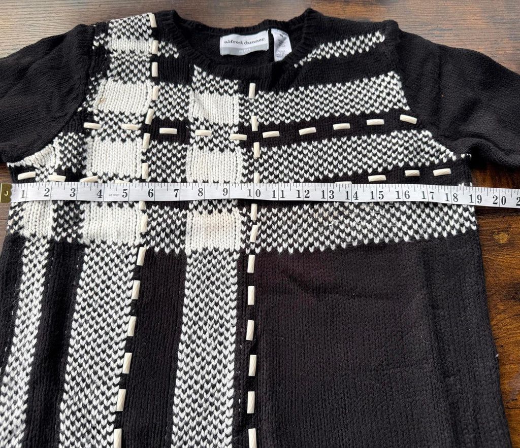 Alfred Dunner Black & White Check Knit Jumper UK 12-14 Petite         NUM55