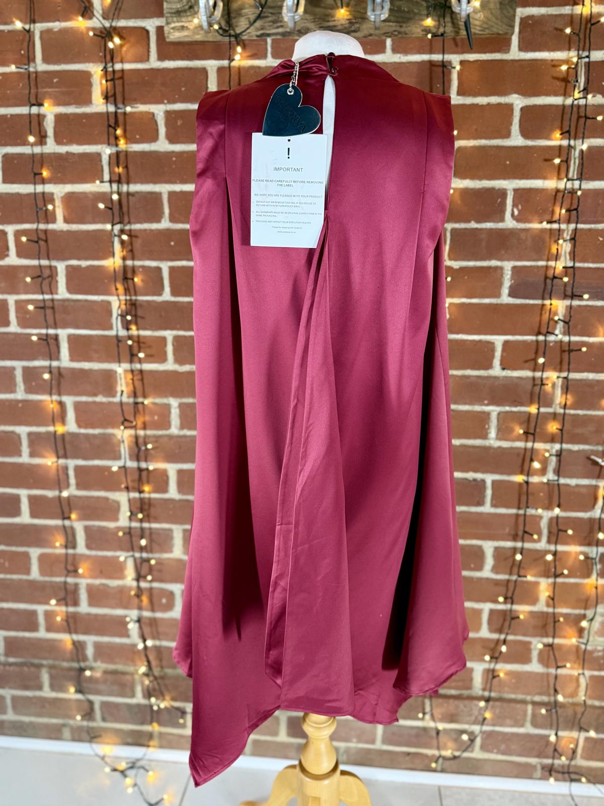 Goddiva London DR4600 Berry Cowl Neck High-Low Dress – UK 8 Read Info! 154