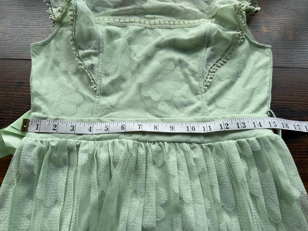 💚 Barberellas Boutique Delicate Lace Dress – Sage Green – Size UK 12 #120