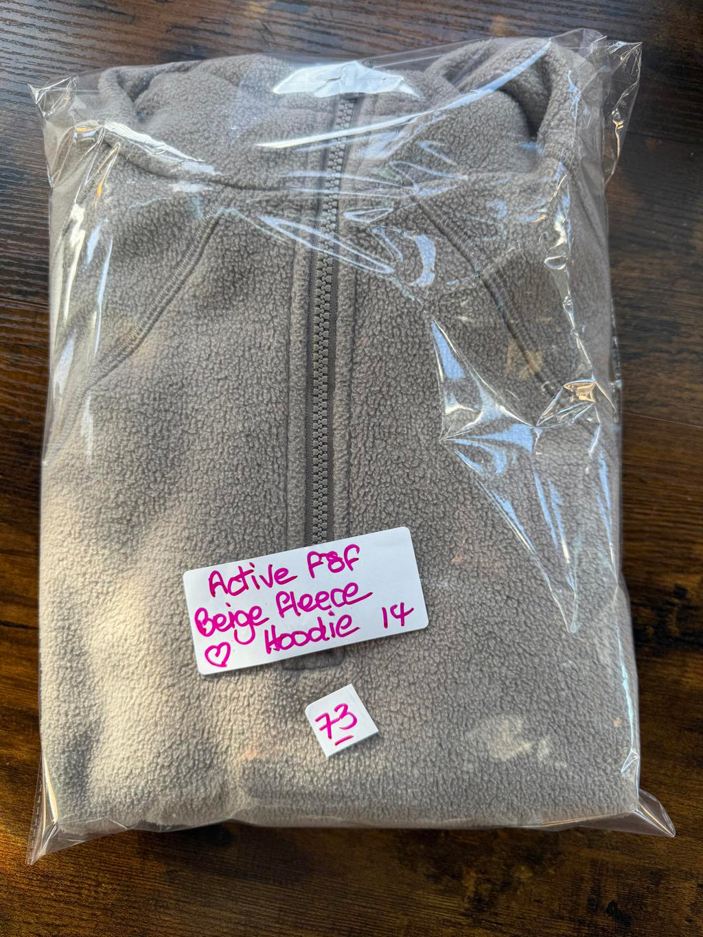 F&F Active Beige Half Zip Fleece Hoodie UK 14 #73