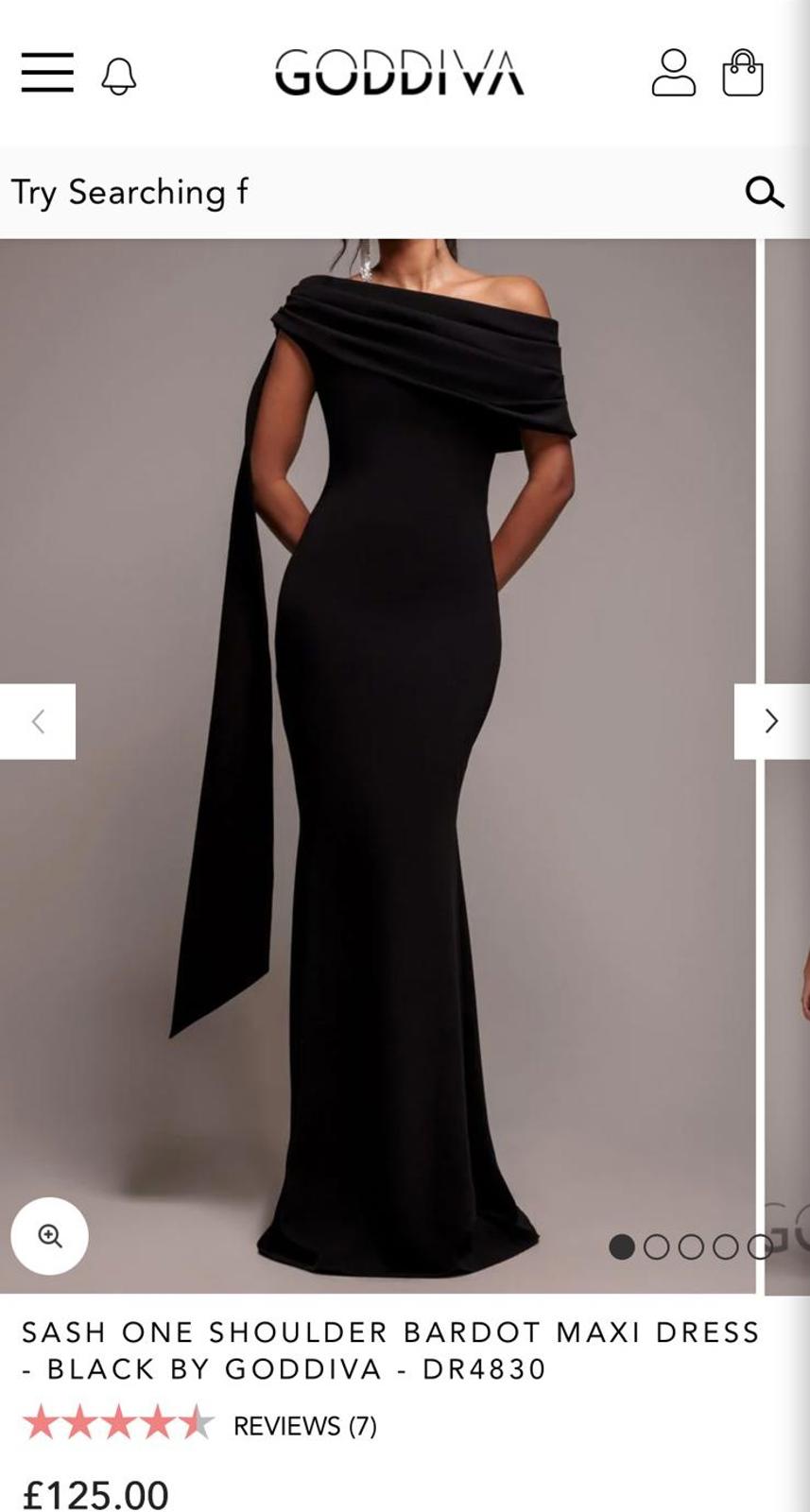 Goddiva One Shoulder Bardot Maxi Dress Black UK 8 US 4 DR4830 BNWT        sku471