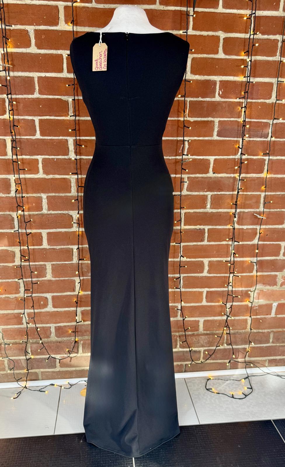 Elegant Black Sleeveless Maxi Dress & Sheer Side Split Read Info! UK 8-10 #194