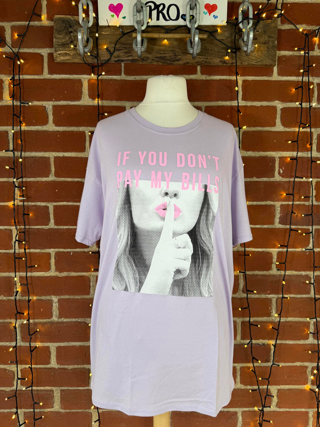 Lavender Graphic T-Shirt Dress with Pink Text - Size 16