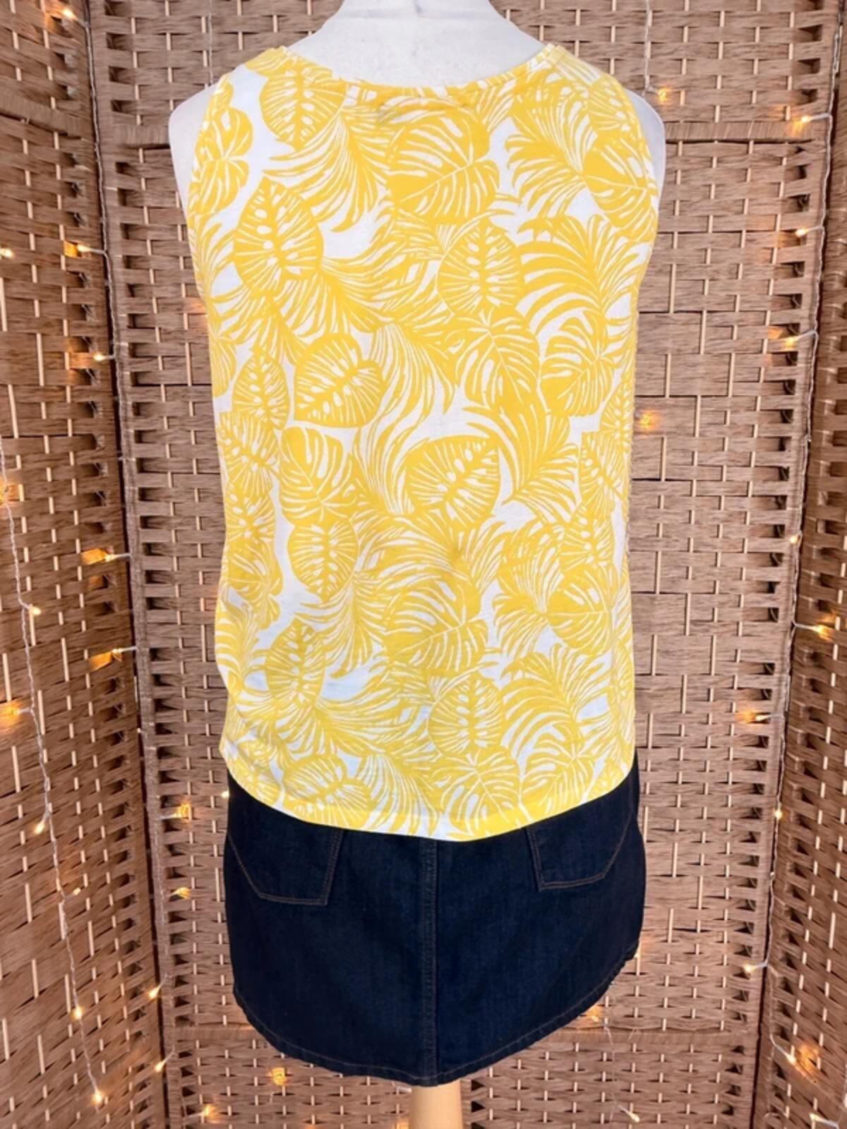 Denim Mini Skirt UK 14 + Yellow Tropical Top UK 12–14 Summer Set