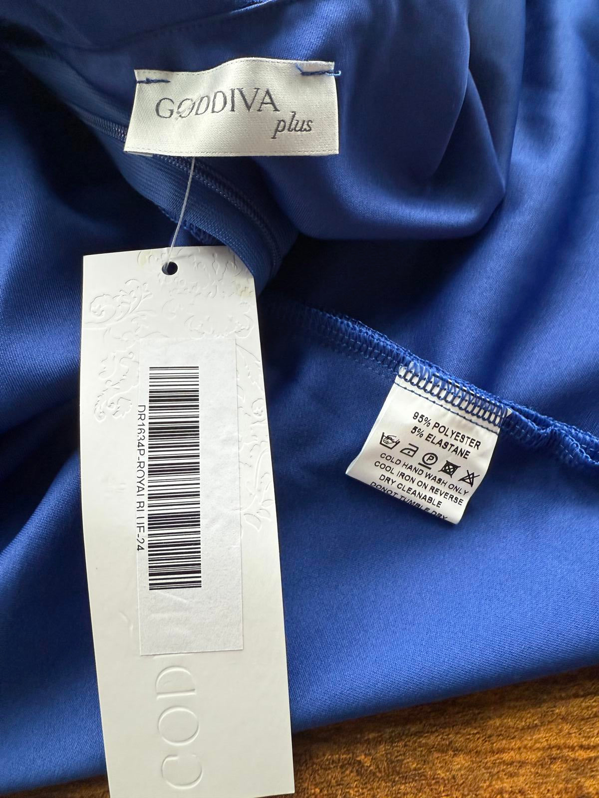 💙 Goddiva Plus Royal Blue Asymmetrical Midi Dress – UK 24 – BNWT - 125