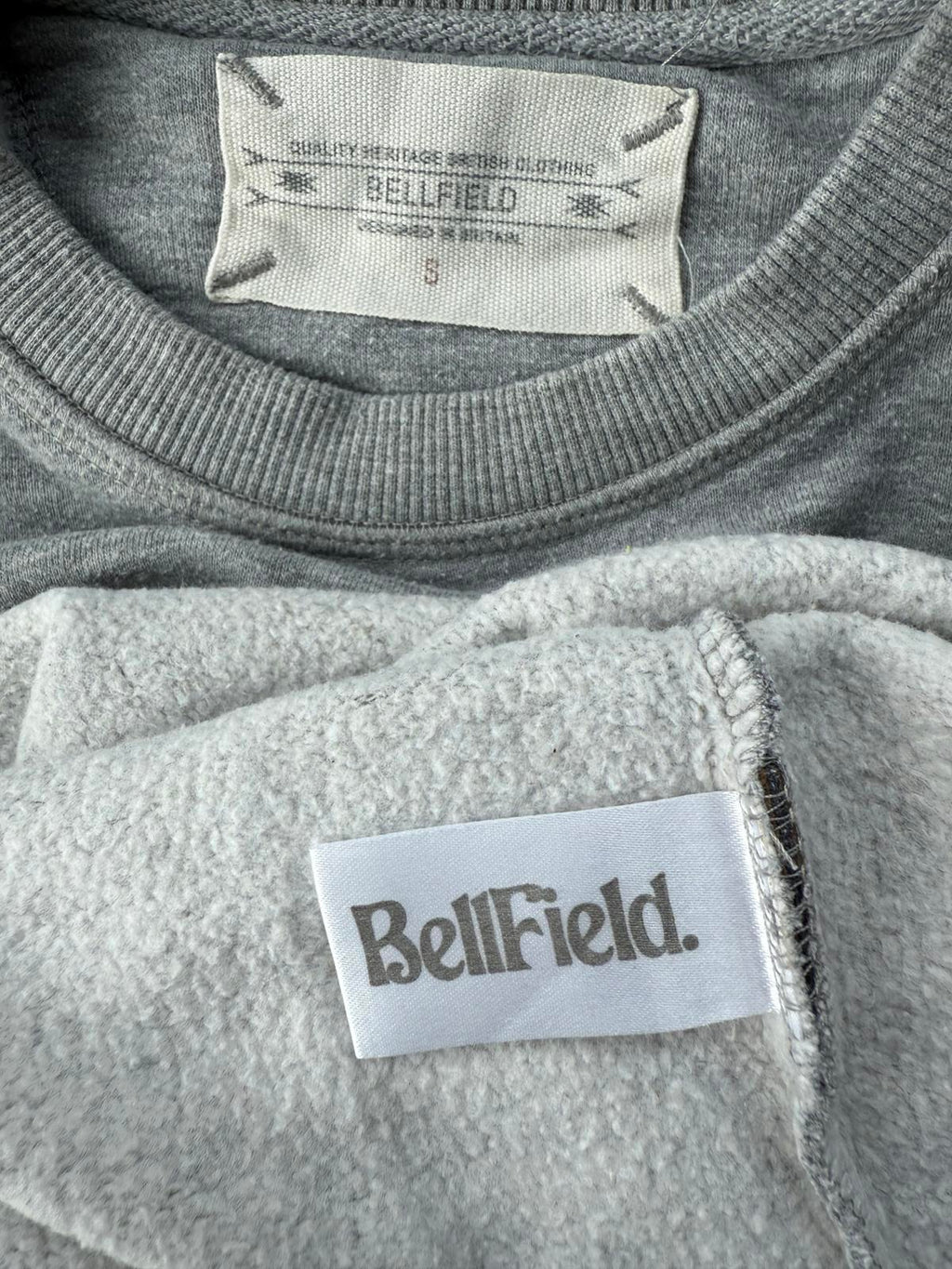 Vintage 2010s Bellfield Sweatshirt Small Grey Aztec Pocket Elbow Patch