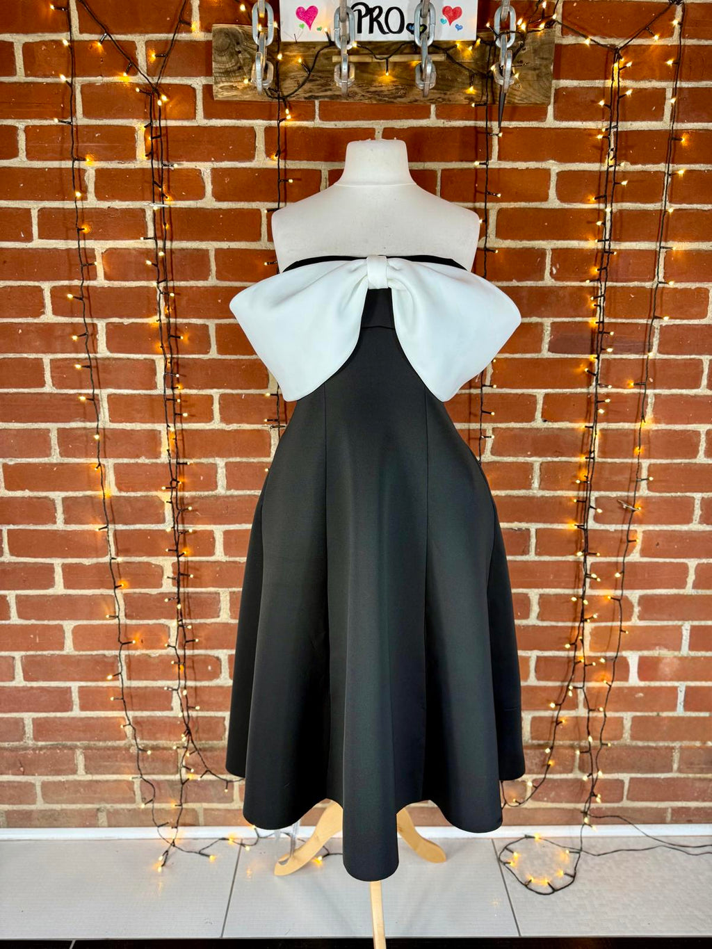 Goddiva London Black & Cream Bow Bust Midi Dress – UK 12 ⚠️ Read Condition Note