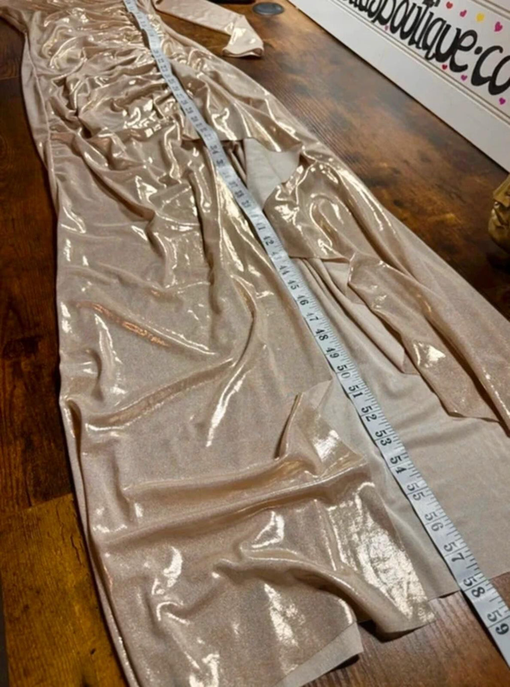 Champagne Shimmer Ruched Maxi Dress UK 6-8 Glam Occasion