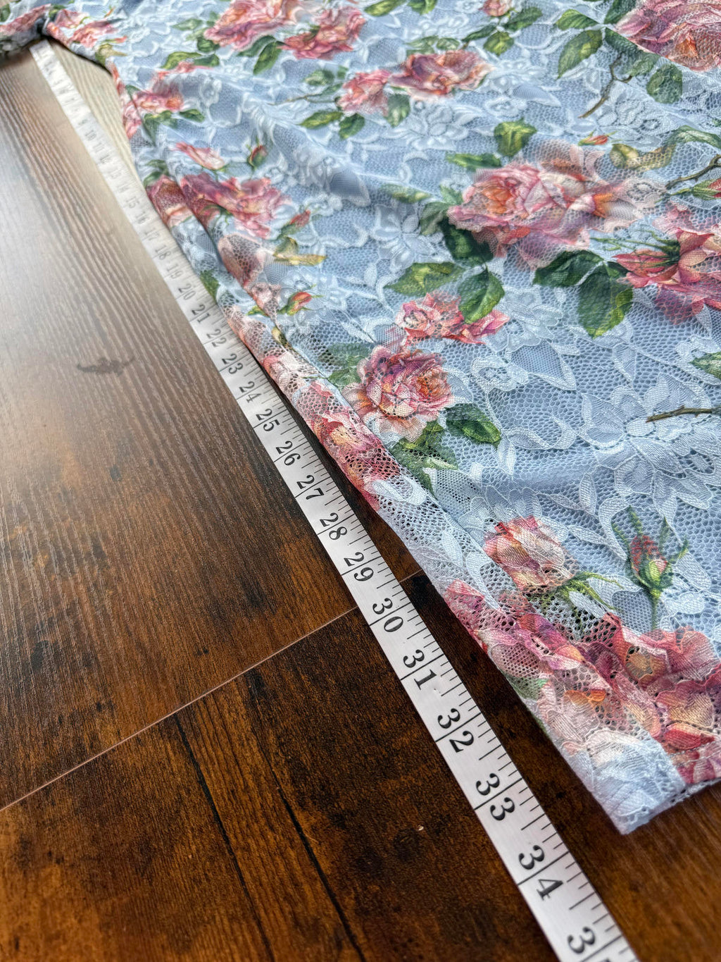 City Goddess Floral Lace Dress - Elegant Blue & Pink Design- size 8