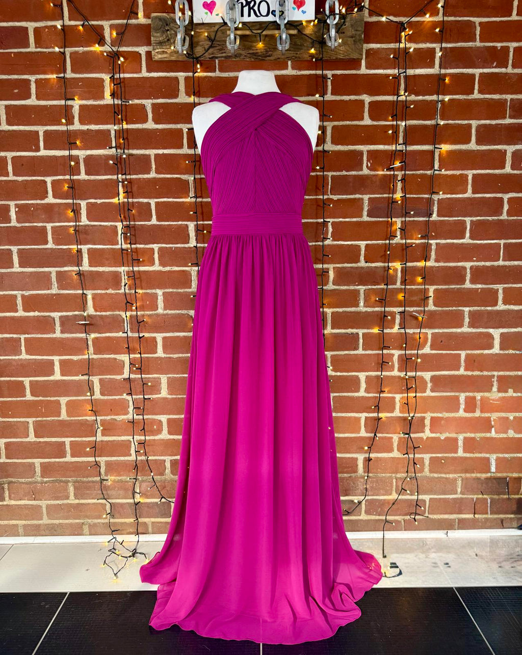 Goddiva London Magenta Halter Maxi Dress – UK 10 Read info!