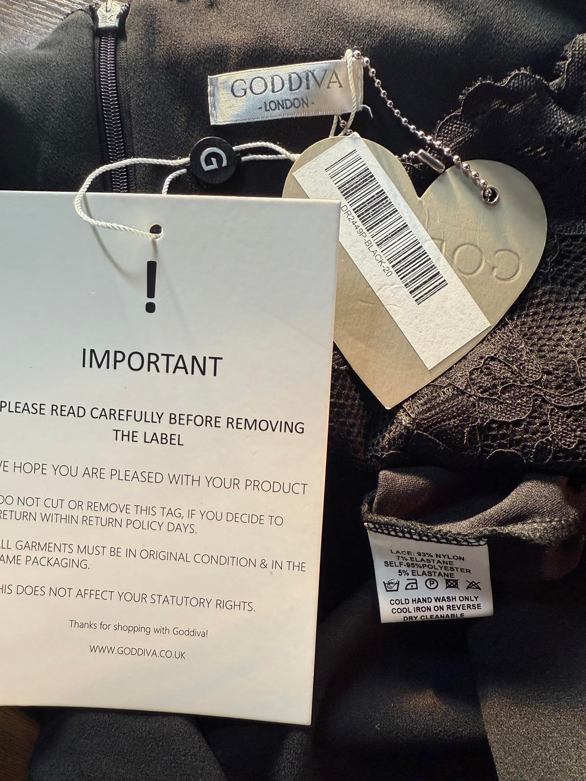 Goddiva Black Lace Maxi Dress UK 20 / US 16 – Long Sleeve BNWT              .280